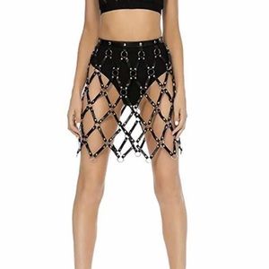 Faux Leather Ring Skirt Belt